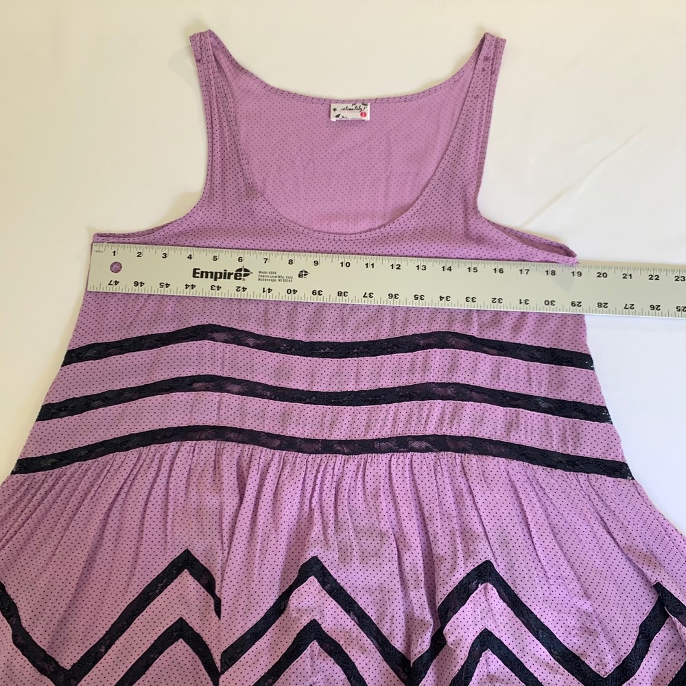 Intimately Free People Voile & Lace Trapeze Dress M Purple Polka Dot Boho Fairy - Picture 7 of 9